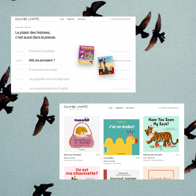 Aperçu du site de l’illustratrice Colombe Linotte
