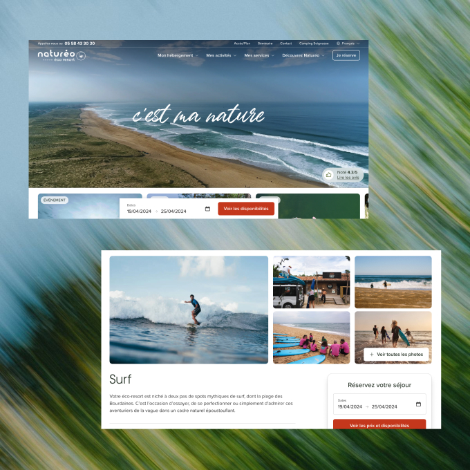 Aperçu d’un site e-commerce consacré au surf